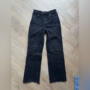 Zara high waisted wide leg jeans; charcoal black; Size 6